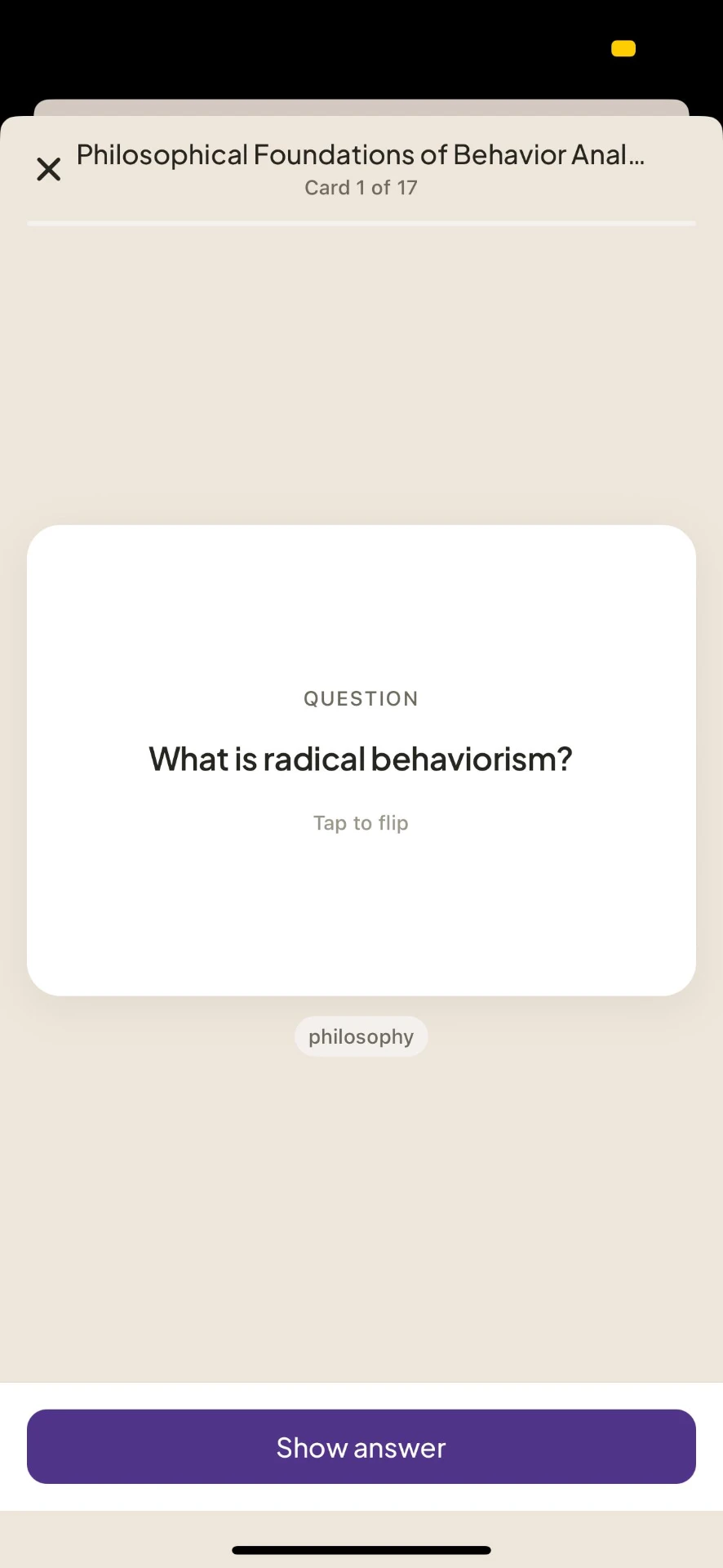 BCBA flashcard question on philosophical foundations of behaviour analysis